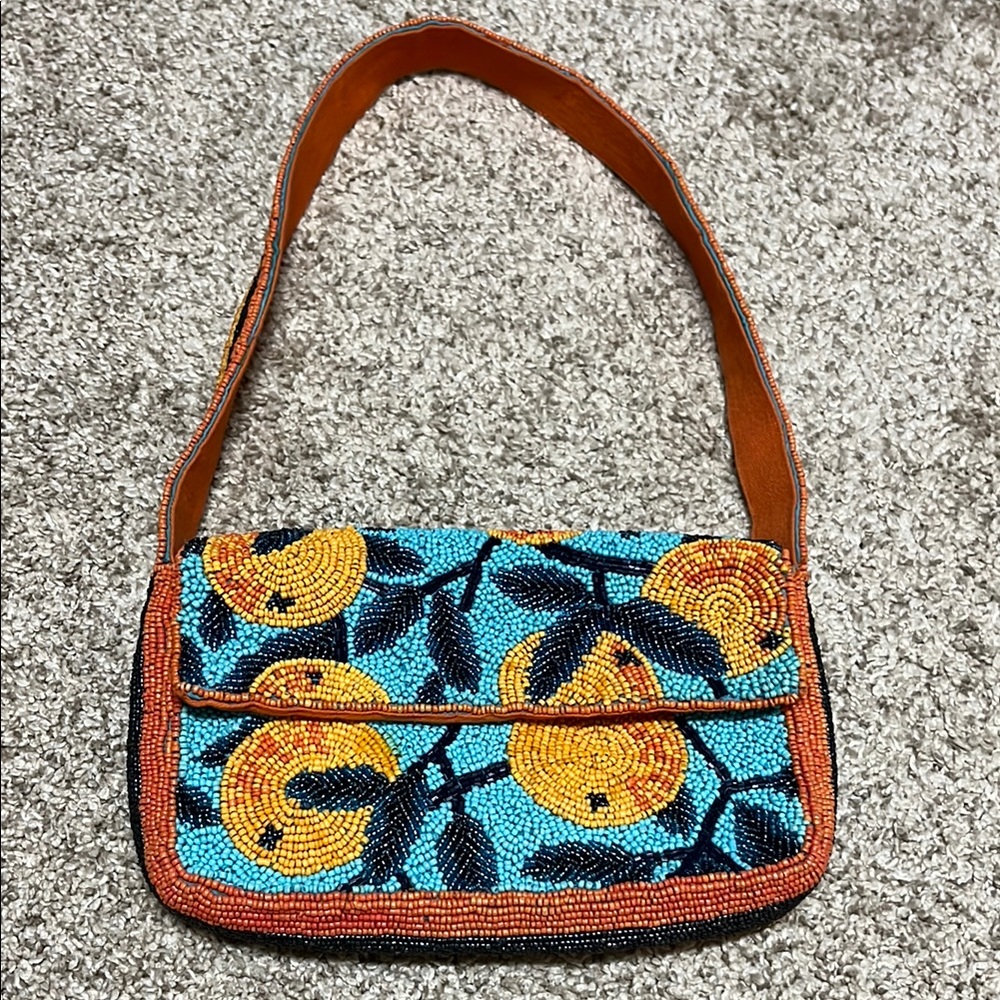 Anthropologie Fiona Beaded Fruit Purse